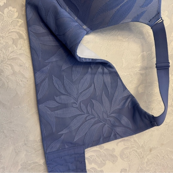 Cacique Boost Plunge Bra Size 48B Blue‎ Floral Beige Underwire Push Up - Picture 2 of 6